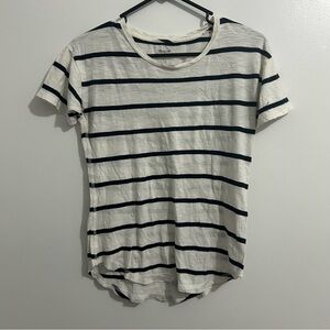 Madewell Whisper Cotton Rib-crewneck Tee in a white/ navy stripe Size XXS